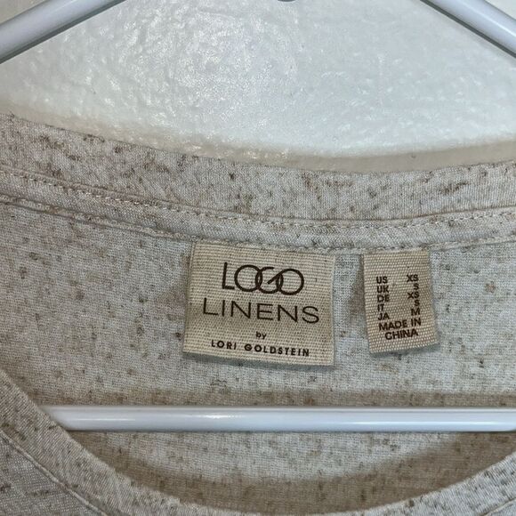 LOGO Linens by Lori Goldstein Scoop Neck Knit Top with Crochet Lace XS - Picture 4 of 12